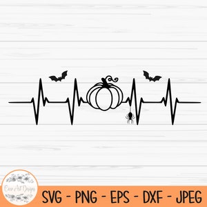 hartslag pompoen SVG, Halloween hartslag SVG, verpleegkundige SVG, DXF, PNG, EPS, JPEG gesneden bestand, Cricut, print, Instant download