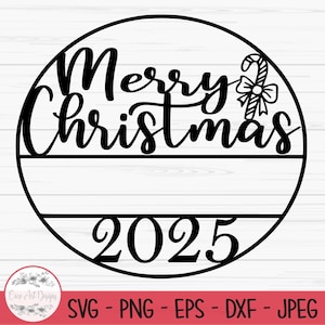 merry christmas 2025 svg, christmas ornament svg, geteiltes Monogramm, Dxf, Png, Eps, Cut Datei, Cricut, Silhouette, Print, Sofort download