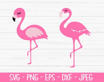 May include: Two pink flamingo silhouettes with closed eyes. The flamingo on the left has a black beak and the flamingo on the right has a white beak.