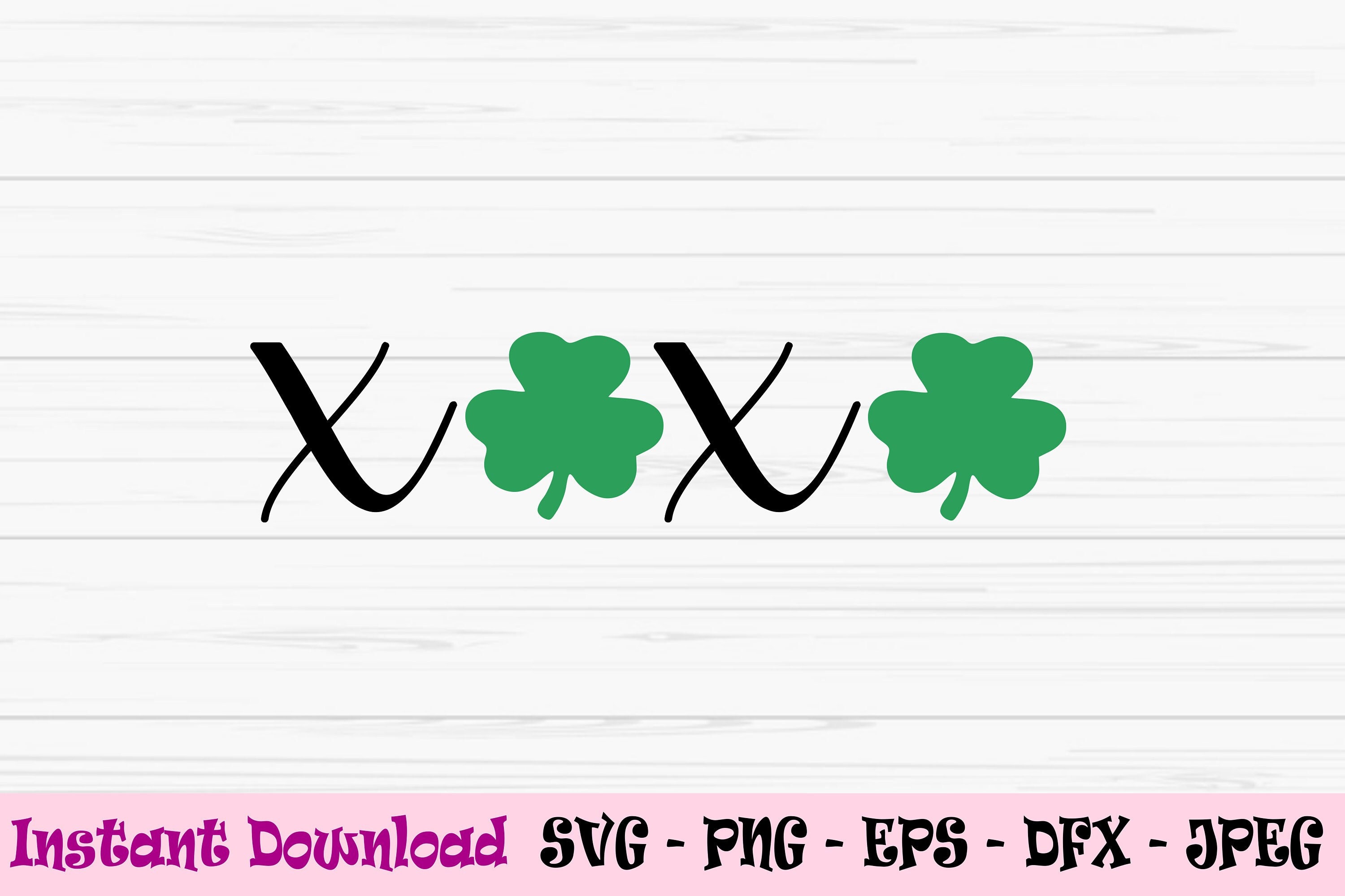 Xoxo With Clover Svg, St Patricks Day Svg, Hugs and Kisses Clover