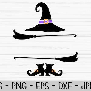witch teacher monogram svg, halloween svg, split name svg, Dxf, Png, Eps, jpeg, Cut file, Cricut, Silhouette, Print, Instant download