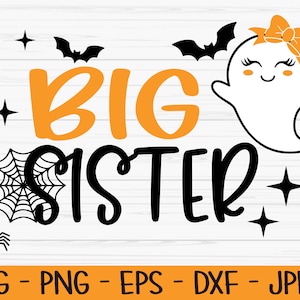 hermana mayor svg, halloween svg, hermana boo svg, bebé niños svg, Dxf, Png, Eps, jpeg, Cortar archivo, Cricut, Silueta, Imprimir, Descarga instantánea