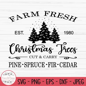 ferme arbres de Noël frais svg, signe de ferme svg, Dxf, Png, Eps, jpeg, Cut file, Cricut, Silhouette, Print, Instant download