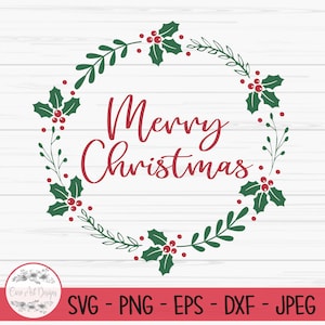 merry christmas svg, christmas wreath svg, christmas sign svg, Dxf, Png, Eps,Jpeg, for Cut file, Cricut, Silhouette, Print, Instant download