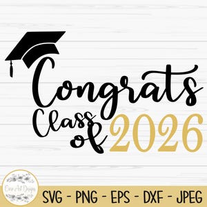 Gratulacje dla klasy 2026, svg, ukończenie szkoły, dxf, png, eps, jpeg, plik do cięcia, cricut, sylwetka, wydruk, natychmiastowe pobranie