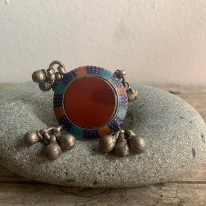 Tribal Enamel Carnelian Ring Vintage Gorgeous