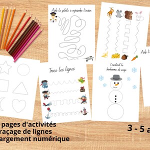 Activités traçage des lignes - motricité fine - bilingue - 3-5 ans - téléchargement numérique à imprimer