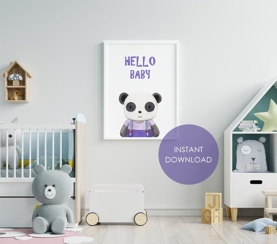 Digital Printable Panda Wall Art Cute Baby Nursery Panda Etsy