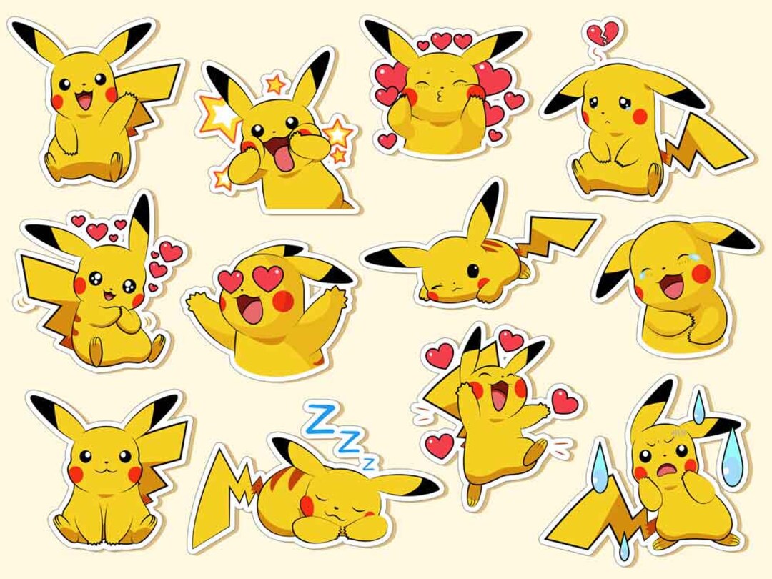 PRINT & CUT Pokemon Pikachu Sticker Sheet PNG Clipart Cute Etsy