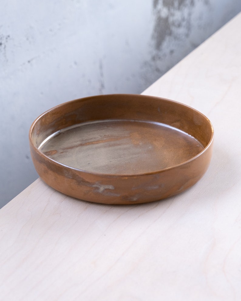 To ORDER SET of TWO white flat bowls. Wheel thrown, stoneware, pottery, handmade pottery, ceramics, clay, tableware, minimalism. Brown