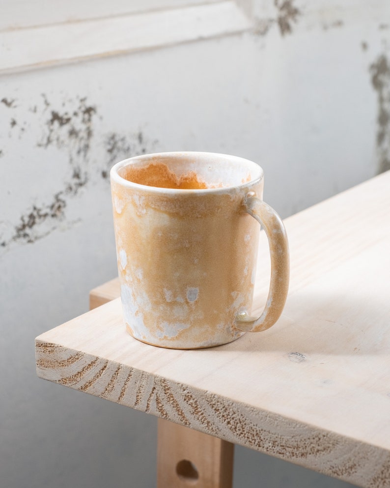 To ORDER SET of TWO 335ml/11,3oz coffee or tea mug/cup on crystal brown, handmade, wheel thrown, stoneware, ceramic. image 2