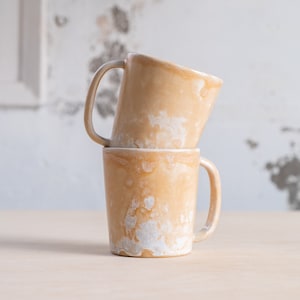 To ORDER SET of TWO 335ml/11,3oz coffee or tea mug/cup on crystal brown, handmade, wheel thrown, stoneware, ceramic. image 1