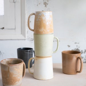 To ORDER SET of TWO 335ml/11,3oz coffee or tea mug/cup on crystal brown, handmade, wheel thrown, stoneware, ceramic. image 5
