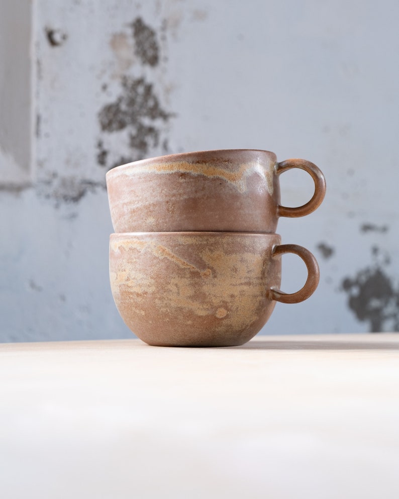 TO ORDER 300ml/10,1oz coffee or tea mug/cup on brown, handmade, stoneware, ceramic. image 4