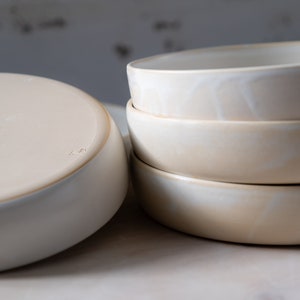 To ORDER SET of TWO white flat bowls. Wheel thrown, stoneware, pottery, handmade pottery, ceramics, clay, tableware, minimalism. image 5