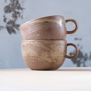 TO ORDER 300ml/10,1oz coffee or tea mug/cup on brown, handmade, stoneware, ceramic. image 1