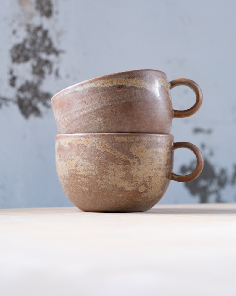 TO ORDER 300ml/10,1oz coffee or tea mug/cup on brown, handmade, stoneware, ceramic. image 1