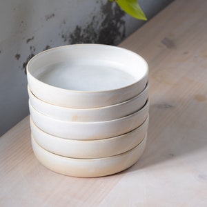 To ORDER SET of TWO white flat bowls. Wheel thrown, stoneware, pottery, handmade pottery, ceramics, clay, tableware, minimalism. image 4