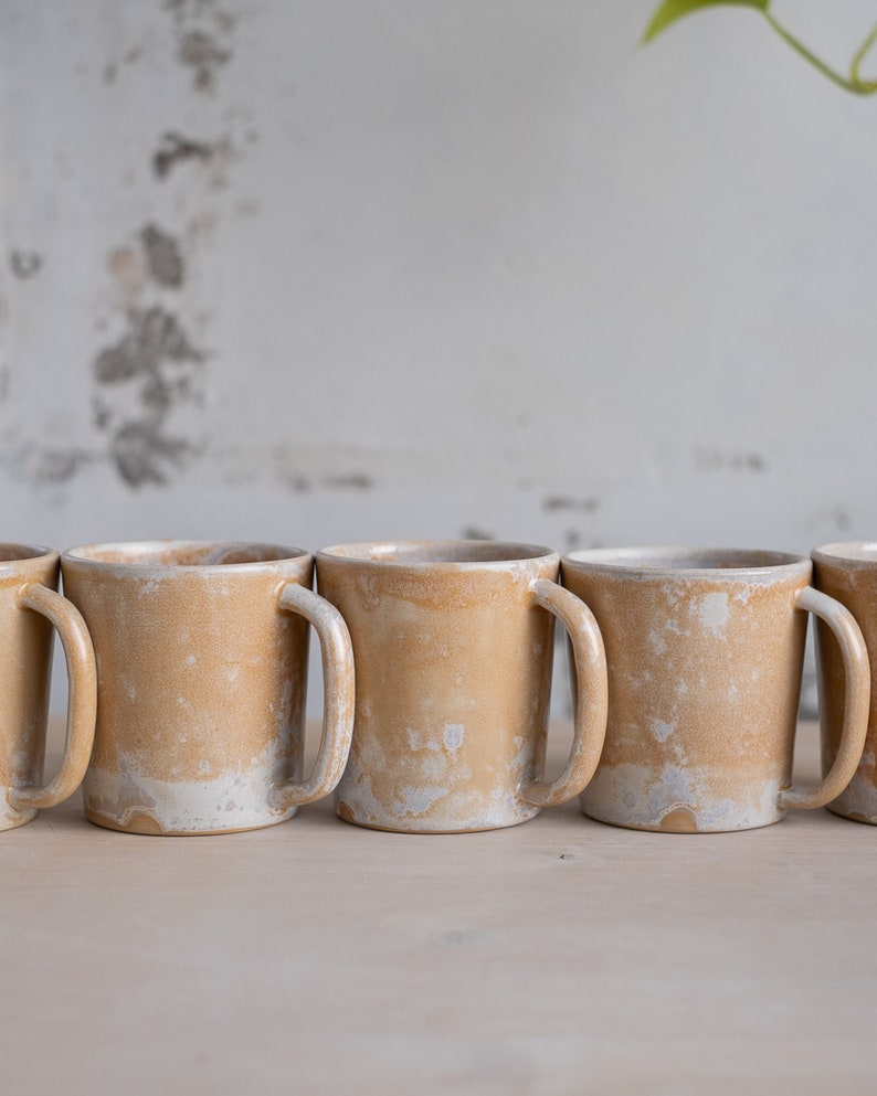To ORDER SET of TWO 335ml/11,3oz coffee or tea mug/cup on crystal brown, handmade, wheel thrown, stoneware, ceramic. image 4