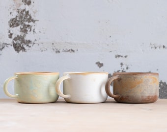 IN STOCK 240ml/8,5oz coffee or tea small mug/cup, handmade, stoneware, ceramic, on different color glazes. White, green, brown, black.