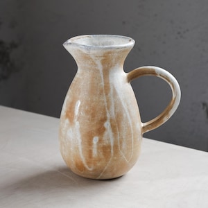 Handcrafted Stoneware Pitcher - Rustic Ceramic Jug with Natural Glaze - Farmhouse Decor & Functional Art – In Stock