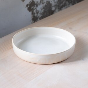 To ORDER SET of TWO white flat bowls. Wheel thrown, stoneware, pottery, handmade pottery, ceramics, clay, tableware, minimalism. image 3
