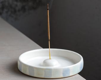 IN STOCK - Handmade Ceramic Incense Holder | Wheel-Thrown Stoneware Burner | Minimalist Plate | Japandi Home Decor | Meditation Gift