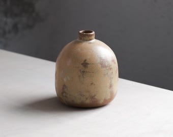手作り陶器 小型花瓶 ブラウン系 在庫あり - 手作りのろくろ成形セラミック花瓶 - モダンなインテリアに