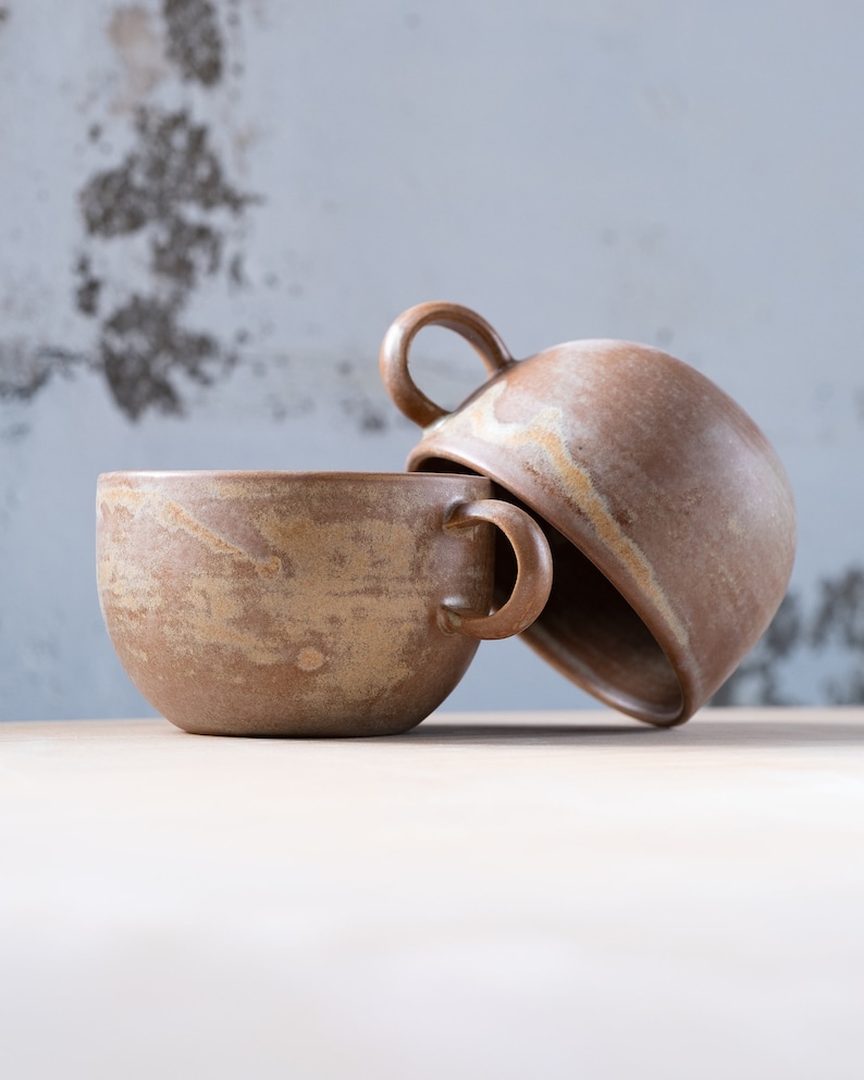 TO ORDER 300ml/10,1oz coffee or tea mug/cup on brown, handmade, stoneware, ceramic. image 3