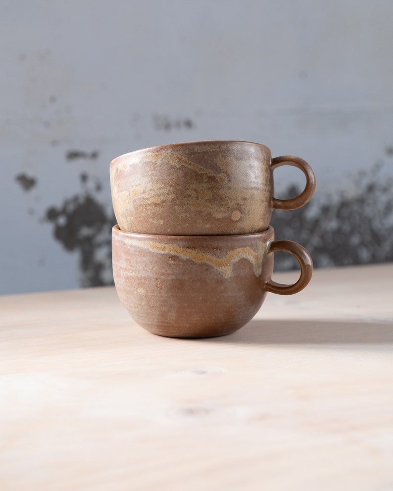 TO ORDER 300ml/10,1oz coffee or tea mug/cup on brown, handmade, stoneware, ceramic. image 2