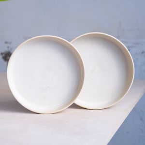 To ORDER SET of TWO white flat bowls. Wheel thrown, stoneware, pottery, handmade pottery, ceramics, clay, tableware, minimalism. image 1