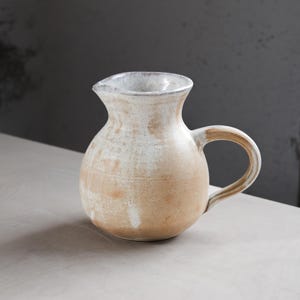 Handcrafted Stoneware Pitcher - Rustic Ceramic Jug with Natural Glaze - Farmhouse Decor & Functional Art – In Stock
