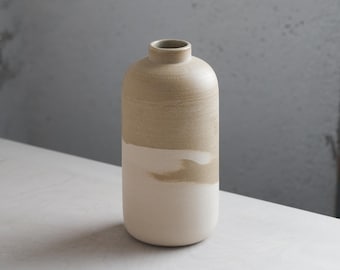 In Stock - Handmade Marbled Beige Ceramic Vase – Minimalist Decor