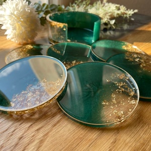 Ensemble de dessous de verre en résine époxy, cadeau doré, décoration de maison, dessous de verre, décoration de table, balcon, fiançailles, baptême, anniversaire de mariage, fête prénuptiale, fête des mères