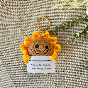 Porte-clés - Tournesol optimiste - tournesol optimiste - votre porte-bonheur pour la bonne humeur - idée cadeau - cadeaux spéciaux