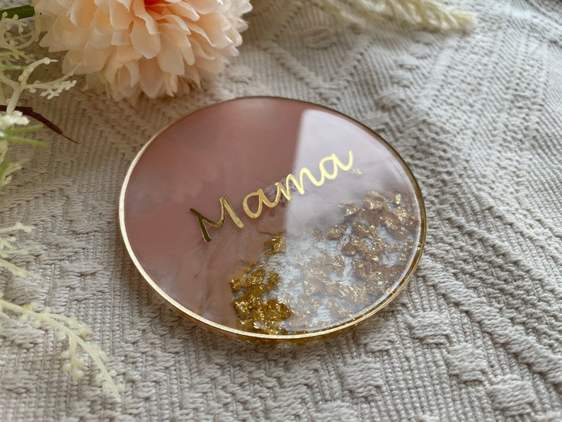 Cadeaux pour les invités du mariage Cartes de lieu de mariage Cadeaux pour mariage Cadeaux pour le baptême Cadeau de fiançailles Douche de bébé Époxy Rosa-Gold