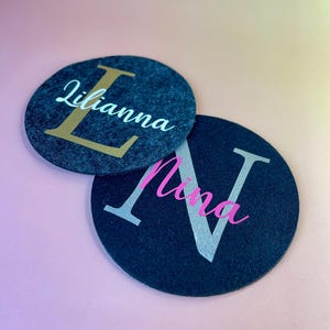 Posavasos personalizado con nombre | Posavasos individual de fieltro | Tarjeta de lugar para boda | Regalo para boda y cumpleaños | Antracita