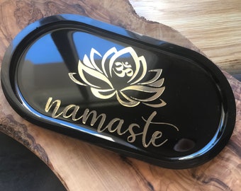 Tray | Namaste | Decorative bowl | Bowl | Tray | Soap dish | Jewelry shelf | Ring shell | individual gifts | Black | Gold