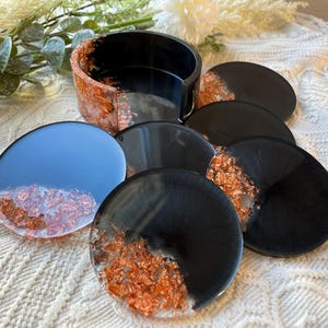 Untersetzer Set / mit 6 Untersetzer / Epoxid / Rose / Dekoration / Home / Coaster / Party / Resin / Tischdeko / Balkon / Terasse / Wohndeko