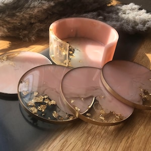 Coaster set / with 4 coasters / resin / coaster / decoration / epoxy / party / bar / home / table decoration / terrace / balcony / wedding