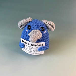 Elefante positivo - Supporto emotivo all'uncinetto - Il tuo portafortuna per il buon umore - Idea regalo - Regali speciali