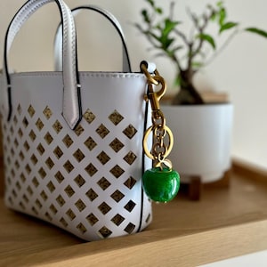 Luxurious keychain - gift for women - elegant bag charm - keychain with charms - Apple Bag Charm