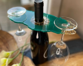 Weinbutler aus Epoxidharz-Geschenk-Hochzeitsgeschenk-Resin Art-Champagner Glashalter-Wein Glashalter-Individuell-Wohndeko-Jubiläumsgeschenke