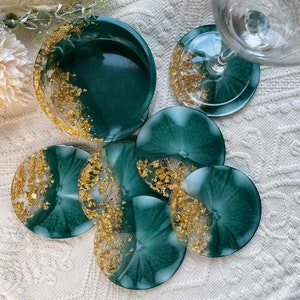 Set de dessous de verre / avec 6 dessous de verre / époxy / or / décoration / maison / dessous de verre / fête / bar / décoration de table / balcon / terrasse / décoration de la maison image 9