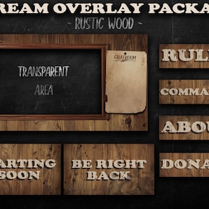 Rustic Wood Twitch Stream Overlay Package | Static Rustic Wood Twitch Theme