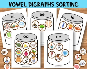 Vowel Digraph Sorting Activity: ESL Phonics Game (PDF)