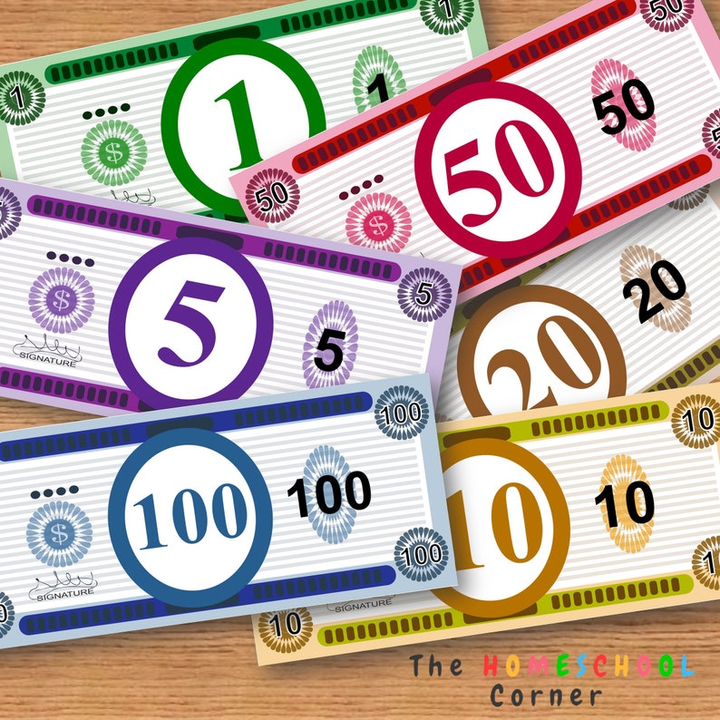 Printable Play Money, Custom Play Money, Fake Classroom Money, Pretend
