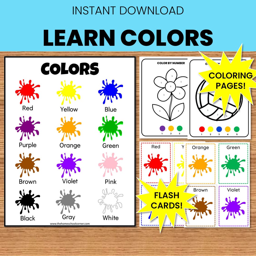 Learn Colors, Colors Chart, Color Flashcards, Color by Number, Color ...