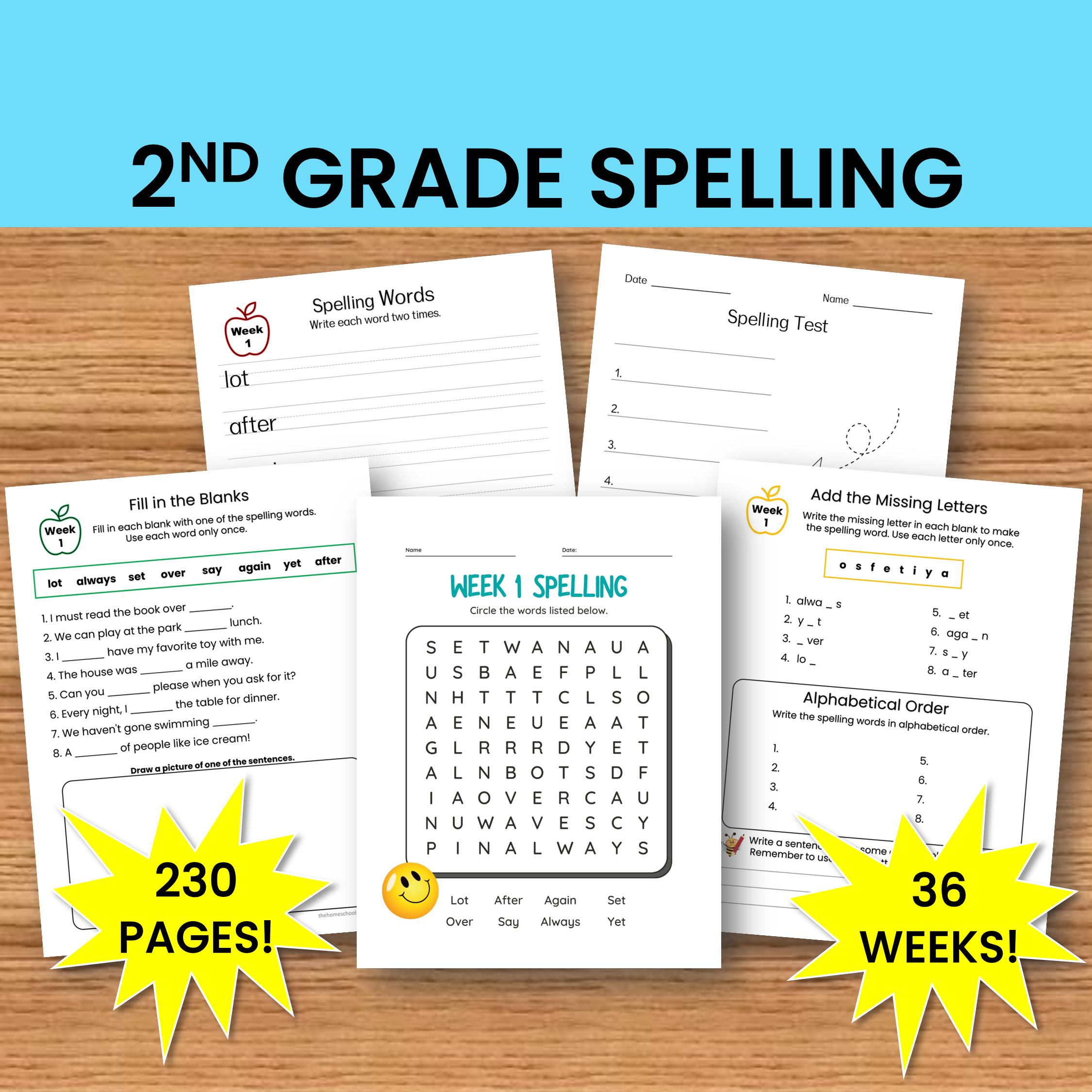 2nd Grade Spelling Worksheets: 36 Weeks of Daily Activities (digital ...