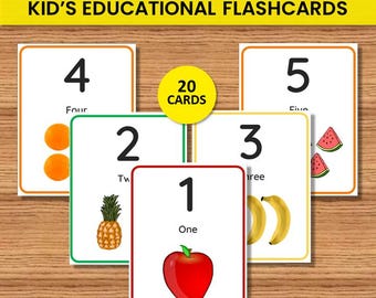 Zahlen Karteikarten 1-20 zum Ausdrucken: Kinder Lernspiel (Digitaler Download PDF)